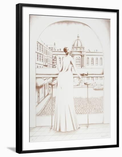 In the Cafe (Sepia)-Branko Bahunek-Framed Collectable Print