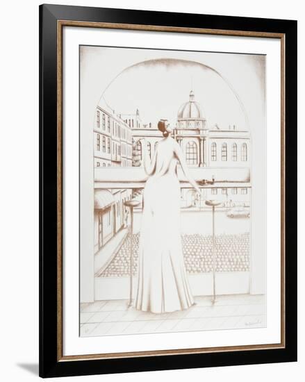 In the Cafe (Sepia)-Branko Bahunek-Framed Collectable Print