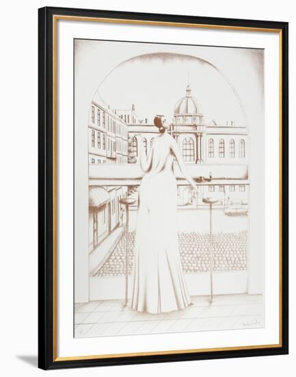 In the Cafe (Sepia)-Branko Bahunek-Framed Collectable Print