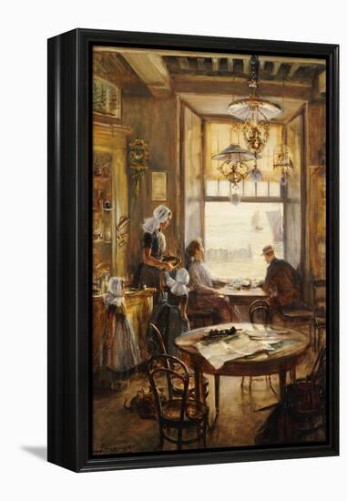 In the Cafe-Lieven Herremans-Framed Premier Image Canvas