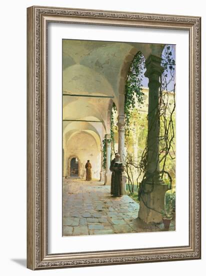 In the Cloisters of Santa Maria Jesus Monastery, in Taormina, 1885-Peder Mork Monsted-Framed Giclee Print