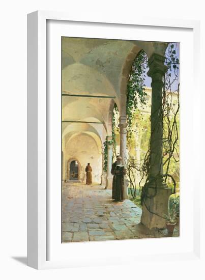 In the Cloisters of Santa Maria Jesus Monastery, in Taormina, 1885-Peder Mork Monsted-Framed Giclee Print