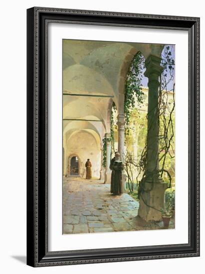 In the Cloisters of Santa Maria Jesus Monastery, in Taormina, 1885-Peder Mork Monsted-Framed Giclee Print