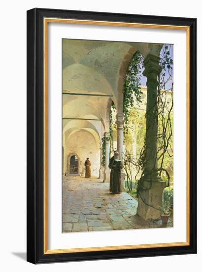 In the Cloisters of Santa Maria Jesus Monastery, in Taormina, 1885-Peder Mork Monsted-Framed Giclee Print