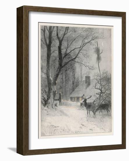 In the Cold Weather the Wild Deer Come Closer to the House-Carl Frederic Aagaard-Framed Art Print