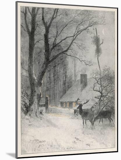 In the Cold Weather the Wild Deer Come Closer to the House-Carl Frederic Aagaard-Mounted Art Print