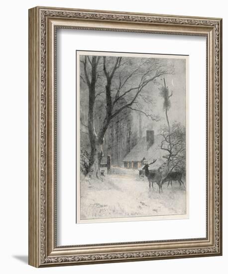 In the Cold Weather the Wild Deer Come Closer to the House-Carl Frederic Aagaard-Framed Art Print