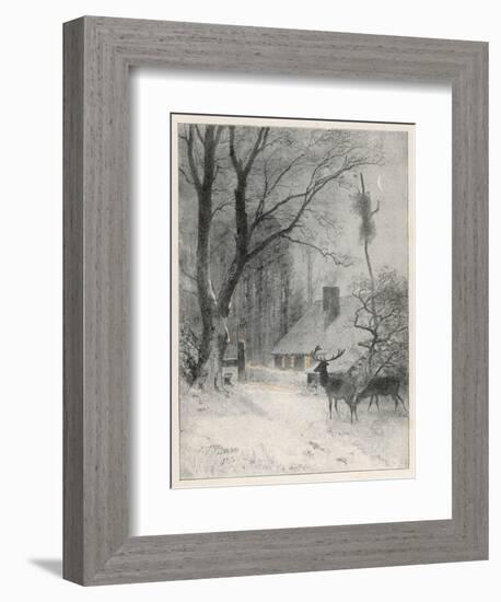 In the Cold Weather the Wild Deer Come Closer to the House-Carl Frederic Aagaard-Framed Art Print