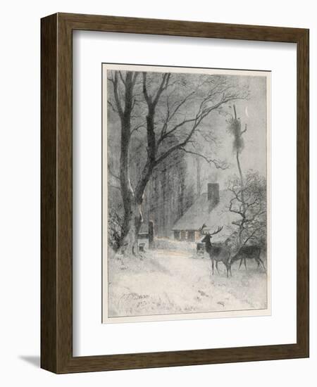 In the Cold Weather the Wild Deer Come Closer to the House-Carl Frederic Aagaard-Framed Art Print