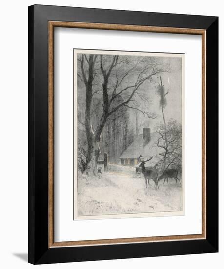 In the Cold Weather the Wild Deer Come Closer to the House-Carl Frederic Aagaard-Framed Art Print