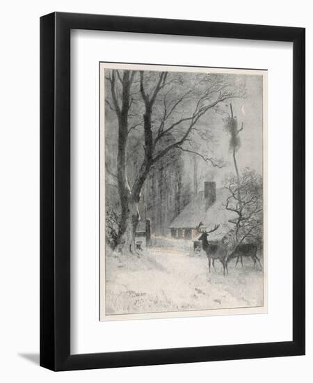 In the Cold Weather the Wild Deer Come Closer to the House-Carl Frederic Aagaard-Framed Art Print