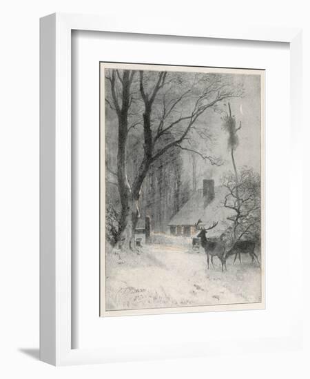 In the Cold Weather the Wild Deer Come Closer to the House-Carl Frederic Aagaard-Framed Art Print
