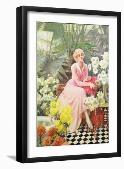 In the Conservatory, C.1920 (W/C on Paper)-Lucien Davis-Framed Giclee Print