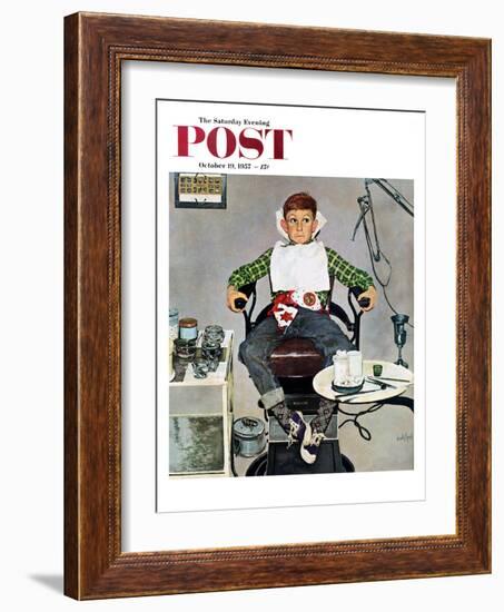 "In the Dentist's Chair" Saturday Evening Post Cover, October 19, 1957-Kurt Ard-Framed Giclee Print