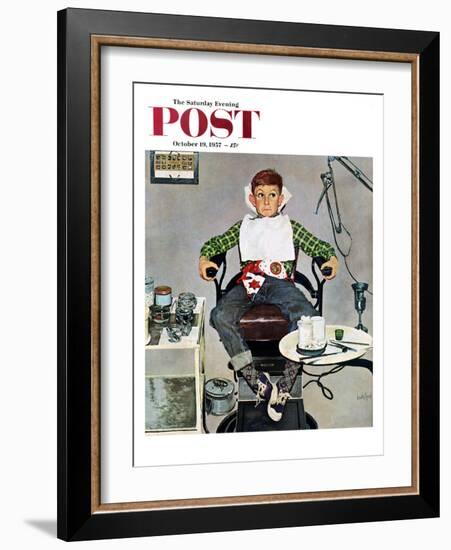 "In the Dentist's Chair" Saturday Evening Post Cover, October 19, 1957-Kurt Ard-Framed Giclee Print