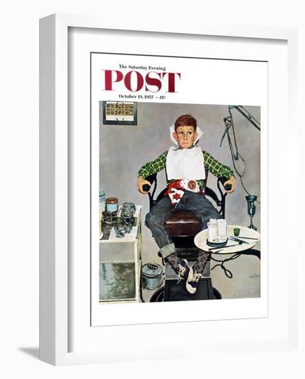 "In the Dentist's Chair" Saturday Evening Post Cover, October 19, 1957-Kurt Ard-Framed Giclee Print