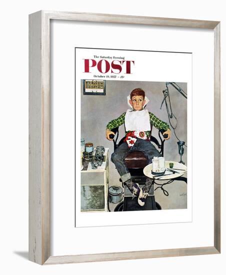 "In the Dentist's Chair" Saturday Evening Post Cover, October 19, 1957-Kurt Ard-Framed Giclee Print