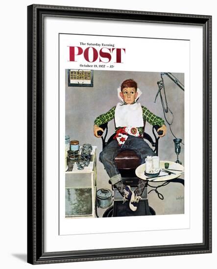 "In the Dentist's Chair" Saturday Evening Post Cover, October 19, 1957-Kurt Ard-Framed Giclee Print