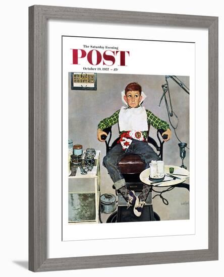 "In the Dentist's Chair" Saturday Evening Post Cover, October 19, 1957-Kurt Ard-Framed Giclee Print
