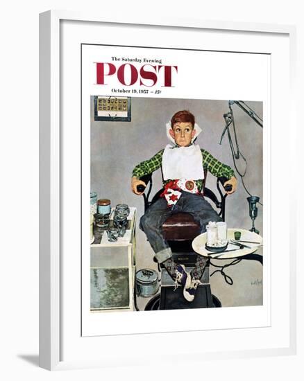 "In the Dentist's Chair" Saturday Evening Post Cover, October 19, 1957-Kurt Ard-Framed Giclee Print