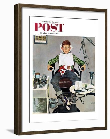 "In the Dentist's Chair" Saturday Evening Post Cover, October 19, 1957-Kurt Ard-Framed Giclee Print