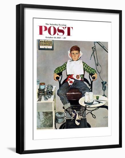 "In the Dentist's Chair" Saturday Evening Post Cover, October 19, 1957-Kurt Ard-Framed Giclee Print