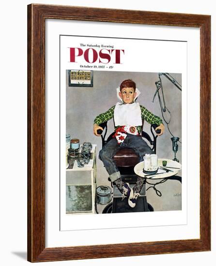 "In the Dentist's Chair" Saturday Evening Post Cover, October 19, 1957-Kurt Ard-Framed Giclee Print