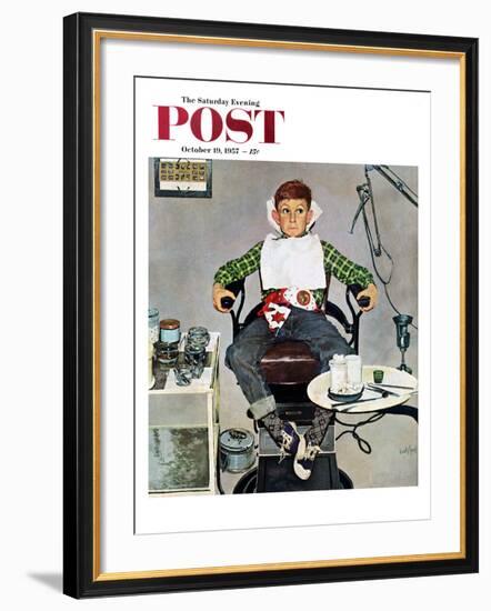 "In the Dentist's Chair" Saturday Evening Post Cover, October 19, 1957-Kurt Ard-Framed Giclee Print