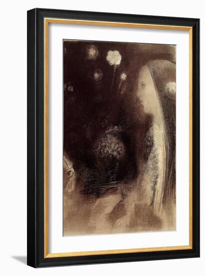 In the Dream Engraving by Odilon Redon (1840-1916) 1879 Paris, Private Collection-Odilon Redon-Framed Giclee Print