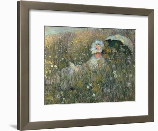 In the Flowering Meadow (Dans La Prairie), 1876-Claude Monet-Framed Giclee Print