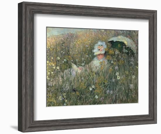 In the Flowering Meadow (Dans La Prairie), 1876-Claude Monet-Framed Giclee Print