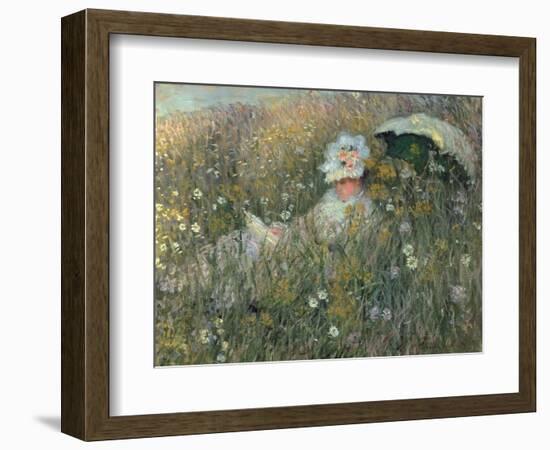 In the Flowering Meadow (Dans La Prairie), 1876-Claude Monet-Framed Giclee Print