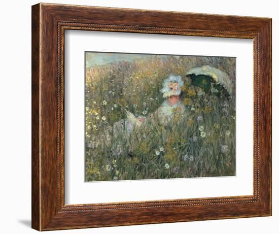 In the Flowering Meadow (Dans La Prairie), 1876-Claude Monet-Framed Giclee Print