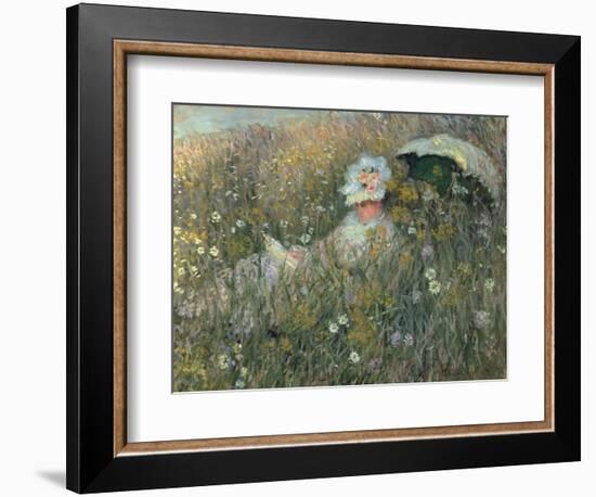 In the Flowering Meadow (Dans La Prairie), 1876-Claude Monet-Framed Giclee Print