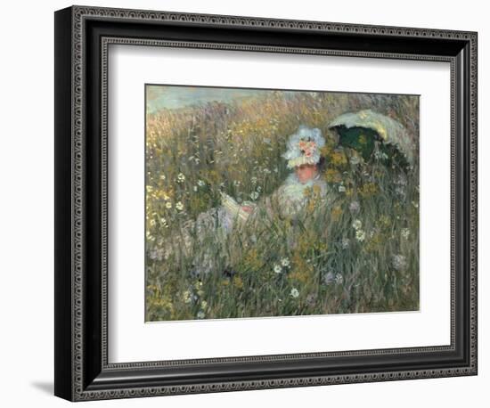 In the Flowering Meadow (Dans La Prairie), 1876-Claude Monet-Framed Giclee Print