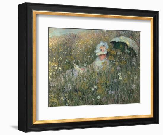 In the Flowering Meadow (Dans La Prairie), 1876-Claude Monet-Framed Giclee Print