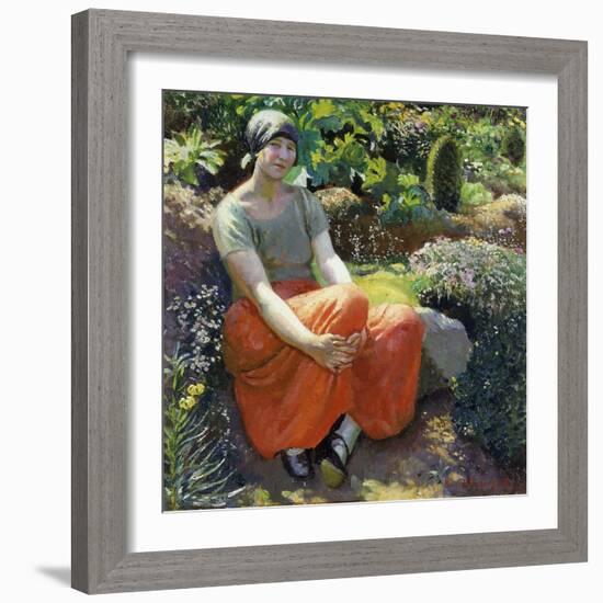 In the Garden, 1925 (Oil on Canvas)-Harold Harvey-Framed Giclee Print