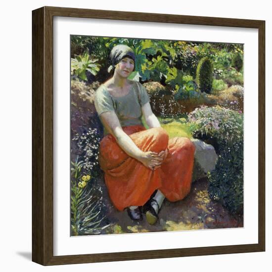 In the Garden, 1925 (Oil on Canvas)-Harold Harvey-Framed Giclee Print