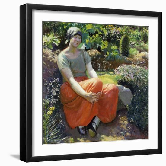 In the Garden, 1925 (Oil on Canvas)-Harold Harvey-Framed Giclee Print