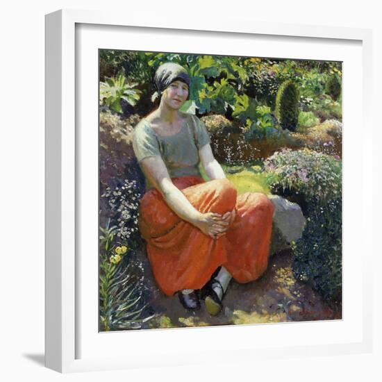 In the Garden, 1925 (Oil on Canvas)-Harold Harvey-Framed Giclee Print