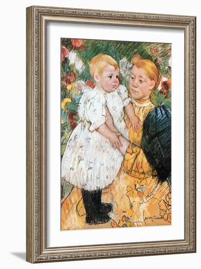 In the Garden-Mary Cassatt-Framed Art Print