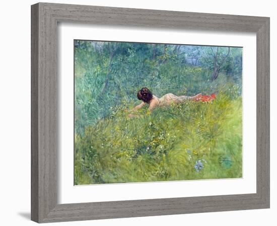 In the Grass (I Groengraset), 1902-Carl Larsson-Framed Giclee Print