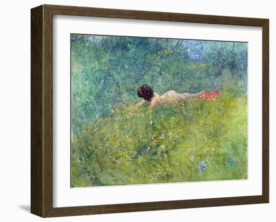 In the Grass (I Groengraset), 1902-Carl Larsson-Framed Giclee Print