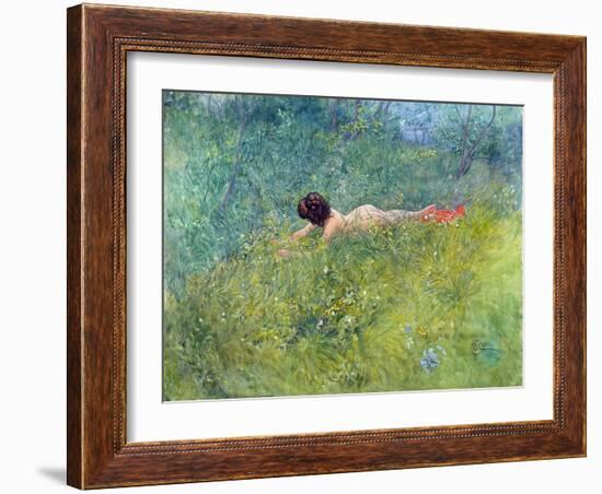 In the Grass (I Groengraset), 1902-Carl Larsson-Framed Giclee Print