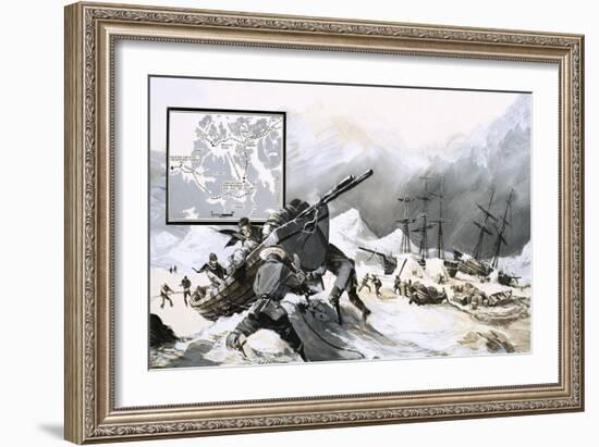 In the Ice For over Two Years, John Franklin's Men Abandoned Their Ship and Set Out on Foot-Gerry Wood-Framed Giclee Print