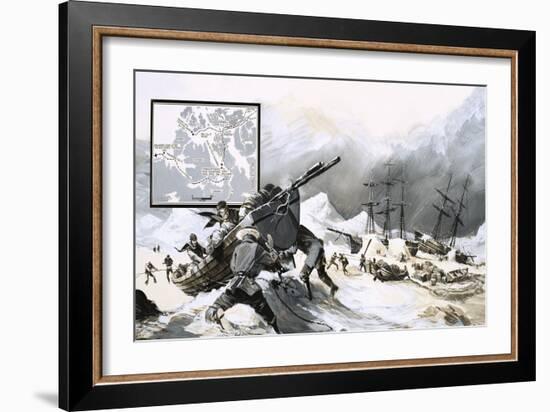 In the Ice For over Two Years, John Franklin's Men Abandoned Their Ship and Set Out on Foot-Gerry Wood-Framed Giclee Print