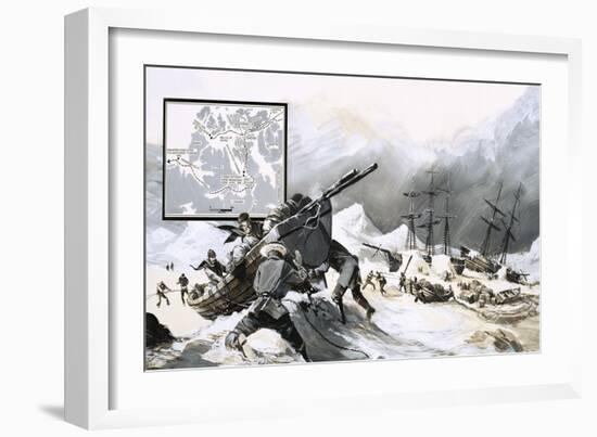 In the Ice For over Two Years, John Franklin's Men Abandoned Their Ship and Set Out on Foot-Gerry Wood-Framed Giclee Print