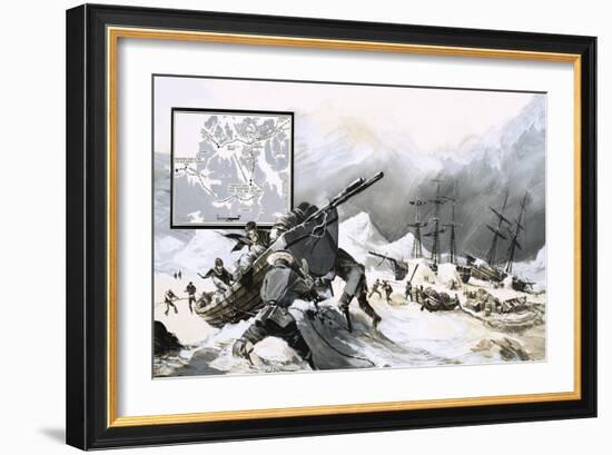 In the Ice For over Two Years, John Franklin's Men Abandoned Their Ship and Set Out on Foot-Gerry Wood-Framed Giclee Print