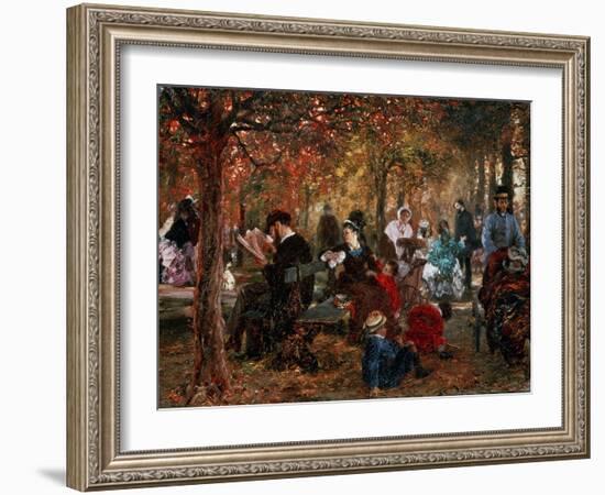 In the Jardin De Luxembourg (A Reminiscence of the Jardin De Luxembour), 1876-Adolph Menzel-Framed Giclee Print