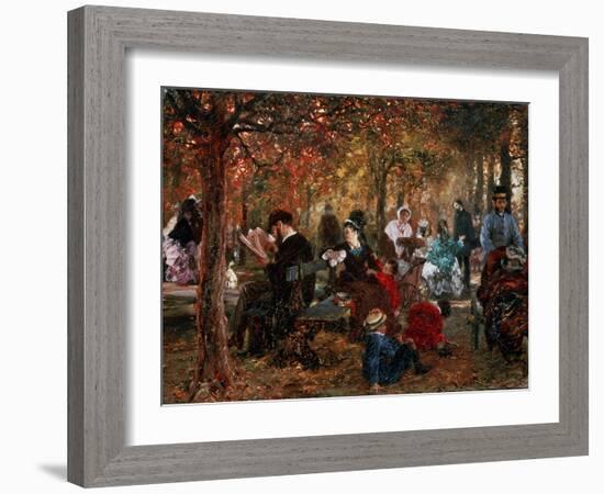 In the Jardin De Luxembourg (A Reminiscence of the Jardin De Luxembour), 1876-Adolph Menzel-Framed Giclee Print